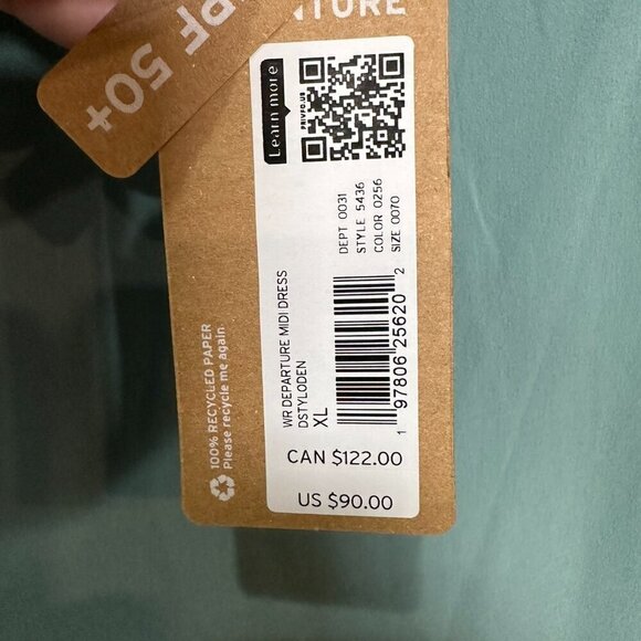 Eddie Bauer Departure Dress Size XL NWT Outdoors Travel Green - Picture 4 of 8